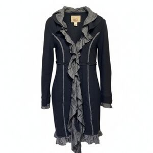 BKE Y2K Black Ruffled Statement Coat Size M